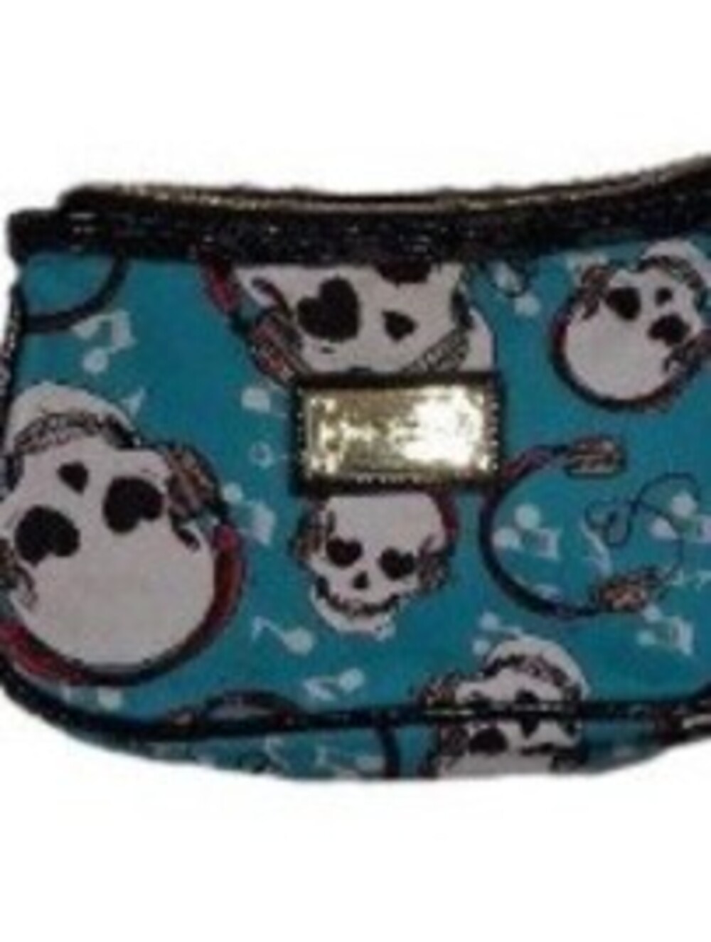 Betsey Johnson Skull Coin Purse Turquoise Black 2005 Vintage Rare